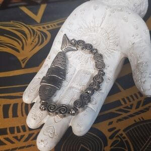 Silver Fish Charm Bracelet